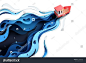 Paper art of red boat and the sea, origami and travel concept, vector art and illustration.