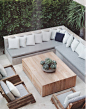 Built-in 'banquette' style seating with (fire-pit) or table