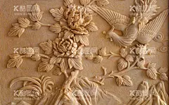 浮雕牡丹  - 源文件下载【酷图网】浮雕山,壁纸壁画,沙发背景墙,电视背景墙,浮雕牡丹