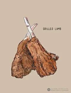 手绘图中国中华美食餐饮烧烤炒面炒饭快餐烤串炒菜川菜粤菜AI素材-淘宝网