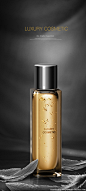 金色奢华高端化妆品广告丝带丝绸护肤品美容广告设计PSD分层素材