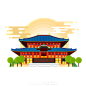 国潮建筑插画PNG