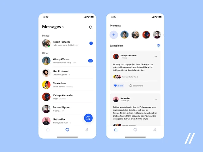 Social Media App app chat design friends group chat media mobile ...