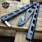 High Quality Practice BALISONG METAL BUTTERFLY BOTTLE OPENER Trainer Knife BLACK - MEGAKNIFE