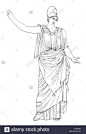 ATHENA/MINERVA. /nGreek and Roman goddess of wisdom, art and war. Line drawing after the Velletri Pallas. 1st century Stock Photo