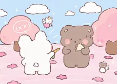 可爱插画 情侣壁纸  ipad壁纸    cr.wannapit咩