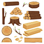 木头木材树枝木桩矢量图设计素材