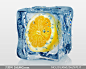 封在冰块里的柠檬切块摄影高清图片 - 大图网设计素材下载