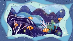 生态保护世界海洋日插画
