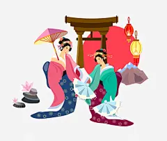 日本风情人物_新图网 https://www.ixintu.com 日本人物矢量 人物装饰 手绘日本 日本元素