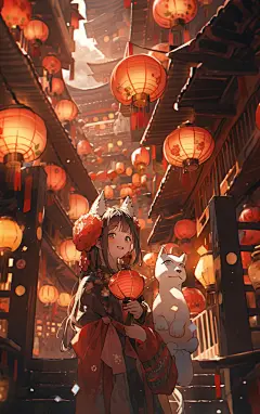 喜庆新年街上人物素材图片