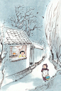 【插画师@肚子杜杜的插画作品欣赏】—— 让雪花落满我的院子！