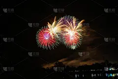 烟花照亮了天空。