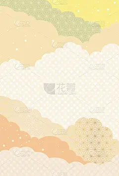 日本新年卡片模板与传统图案。