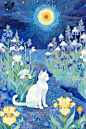梵高的鸢尾花和猫 - 小红书