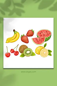 手绘夏季水果元素插画