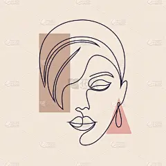 人的脸部,女人,极简构图,线条,几何形状,肖像,一个人,嘴唇,复古风格,现代