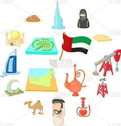 阿拉伯联合酋长国,漫画,国际著名景点,几何形状,建筑,都市风景,半岛,度假胜地,布置,休闲