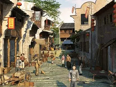 中式古代街道建筑3d模型-花瓣网