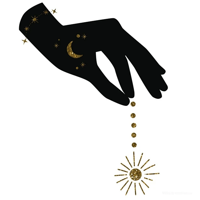 神秘图腾月亮太阳手势手型hand icon (3)-花瓣网