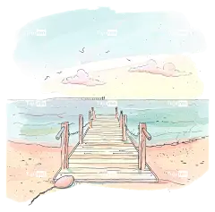 海洋木板路木码头海景云码头入海—木码头延伸至海洋，多云的天空景观