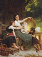 油画】法国Emile Munier《乡村生活》