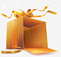 金色礼盒png免抠素材_新图网 https://ixintu.com 金色礼盒 金色丝带 包装盒 打开的盒子