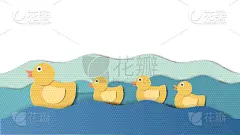 母亲,习水动物,可爱的,湿,折纸工艺,热,家庭,动物,装饰物,跟随