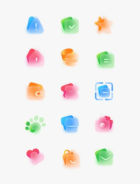 手机功能icon磨砂质感多色图标-花瓣网