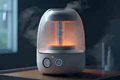 房间内工作的蒸汽加湿器家用电器摄影图