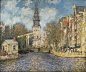 Claude Monet - The Zuiderkerk, Amsterdam (Looking up the Groenburgwal) [c.1874]