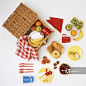 Pic Nic, bread, fruit, checkered cloth, wicker basket