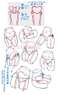 这种标出了骨盆位置的画师才是最牛P的，人的髂骨突起的部分卡出了腹外斜肌，理解不了髋骨一般都很难理解腰胯。理解不了大转子与骨盆间的距离，腿画的再细两腿间的间距也会不够。