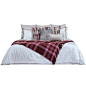 新中式样板房床品红空间布梵红色床尾搭毯居家全套床品四件套床品-淘宝网