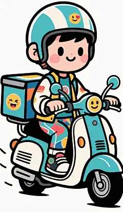 卡通外卖小哥插画