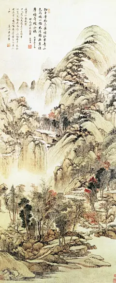 名家王晕山水名画书画虞山枫林图