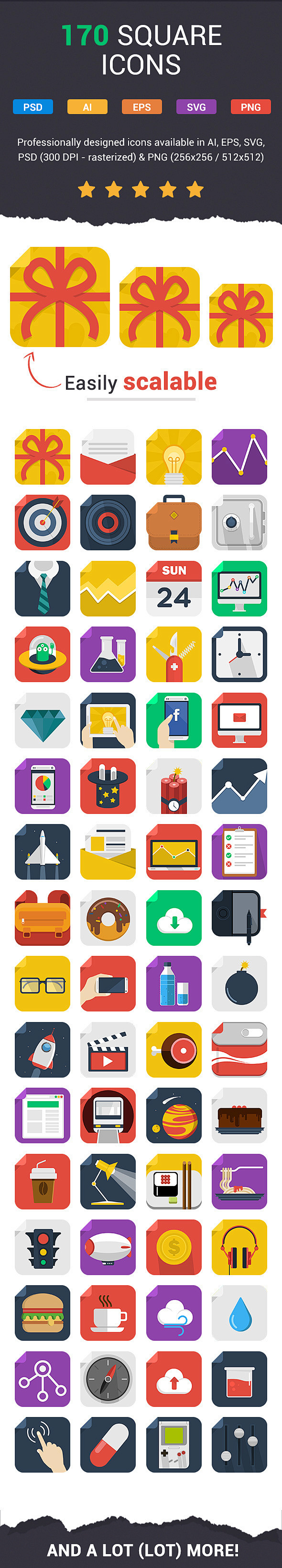 170 Fresh Flat Icons...