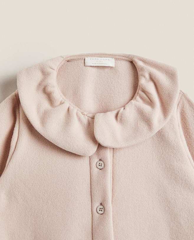 Zara Home 圆翻领儿童粉红色绒布...