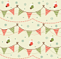 三角拉旗与圣诞袜背景矢量素材，素材格式：AI，素材关键词：无缝背景,三角拉旗,雪花,圣诞节,圣诞袜