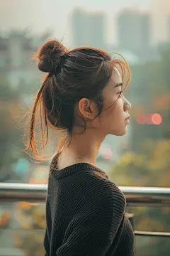 遥望远方趣味女孩背影