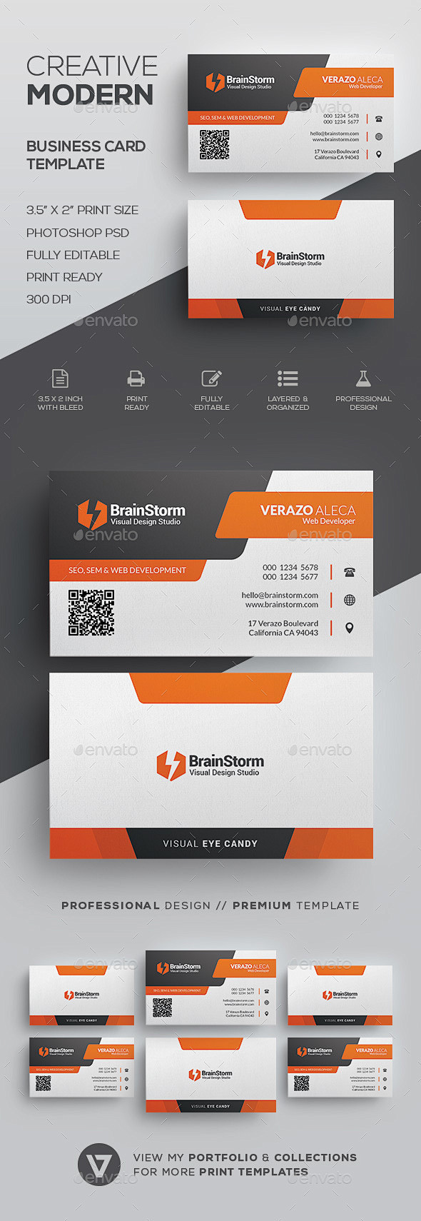 现代名片模板-公司名片Modern Business Card Template - Corporate Business Cards黑色 ...