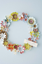wreath idea from Hello Luck - Using left over holiday cards and wrapping paper