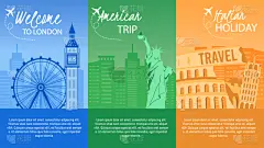 欧洲,美国,矢量,罗马,旅途,纽约,色板,橙色,英格兰