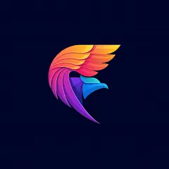 彩色的抽象鹰几何LOGO标志矢量图