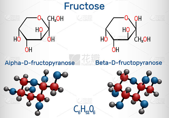 Fructose, alpha-D-fructopyranose, beta-D-fructopyr