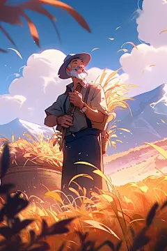 致敬五一劳动节农民人物插画