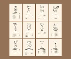 『原创』2022年台历咖啡手绘咖啡插画月历卡片挂历日历/新年礼物-淘宝网