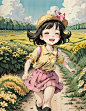 童年治愈系漫画|快乐奔跑的小女孩