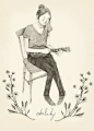 Ukulady by Clare Owen, pencil sketch, girl, drawing, illustration