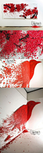 沙画布画神马的弱爆了！瞅瞅韩国艺术家Ran Hwang用纽扣和大头针作为点阵，在墙上绘画出的美丽画卷吧。